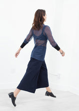 Load image into Gallery viewer, Cuffed Mesh Tee in Navy/Black